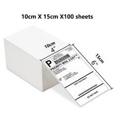 4인치x6인치 열 라벨 용지 100x150mm 스택 접착 스티커 DHL UPS Express 바코드, 01 100X150X100sheets