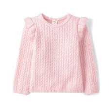 Gymboree 여아 및 유아용 긴소매 케이블 니트 스웨터 라일락
