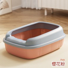 艾爾發寵物 新款半封閉式貓砂盆 特大號 防外濺 貓便盆 24L, 櫻花粉, 1個