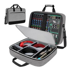 HAIMINGJUN 오디오 믹서 케이스 믹서 백 대용량 케이블 및 마이크 액세서리 편리한 여행용 케이스 휴대용 보관 백, 39.37cm x 33cm x 6.35cm, 폴리에스터, 회색, 39.37cm x 33cm x 6.35cm, 1개
