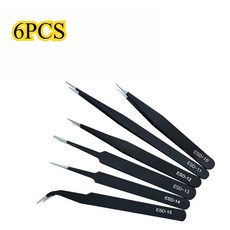 정전기 방지 다기능 정밀 핀셋 산업 수리 곡면 도구 가정용 작업 모델 제작 수공구 (색상-6PCS)