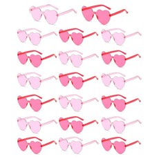 SIEYEWER IEYEWER 여성용 하트 모양 선글라스 무테 투명 하트 안경 트렌디한 쉐이드 벌크 핑크 / 로즈 레드 - 20팩 표준