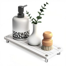 드라이 싱크 정리함 주방 매트 트레이 흡수식 캐디 싱크대 수도꼭지 건조 싱크대용 규조류, 7 White Metal Foot Wave Large