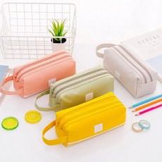 패브릭 대용량 필통 수납 파우치 지퍼필통, 옐로우, 옐로우