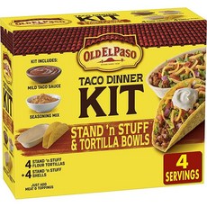 [미국] Old El Paso Stand 'N Stuff 쉘 및 토르티야 볼 하드 & 소프트 타코 디너 키트 266.5g 9.5온스, 9.4 Ounce (Pack of 1)