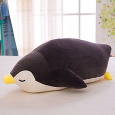 인형 펭귄 귀여운 대형 애착 부드러운 바디필로우 롱쿠션, 블랙, 35cm, 블랙
