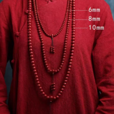 뚱보 108배 경면주사 수호 염주 팔찌, 1개, 6미리 주사 108배염주