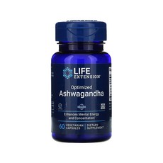 Life Extension 라이프 익스텐션 옵티마이즈 아슈와간다 125mg 베지 캡슐 60정 쌀가루 말토덱스트린 식물성 스테아린산염 실리카 함유 유전자 변형 성분 무함유