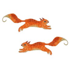 다람쥐 동물 스티커 열접착식 자수 패치 와펜 2종 세트 E175, 1세트