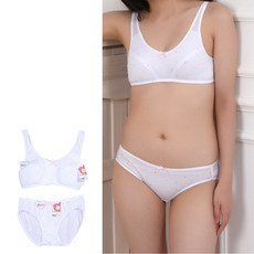 하트도트 면스판 주니어 1단계 런닝형 브라 팬티 세트