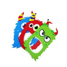 콩군하우스 DIY 만들기 레드 몬스터 펠트 가면 할로윈, 그린