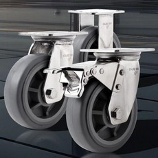 고중량 150mm 6인치 스텐 대차 바퀴 무소음 고무 캐스터 수레 카트, 1개