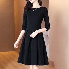 ORZQU 여성 긴발 블랙 원피스