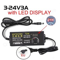AC 220V DC 12V 24V 가변 전원 공급 장치 어댑터 1V 3V 6V 9V 15V 18V 3-12V 2A 5A 10A 볼트 8 팁 커넥터 충전기, [06] 3-24V 3A, [02] EU, [05] ly Power Adapter, 02 EU_05 Only Power Adapter