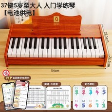 미니 피아노 25건 2옥타브 연습용, 37건반 레트로 브라운 (배터리)