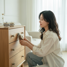 원형 플라워 패턴 손잡이 커버 서랍 문콕 패드 2개입, 딥그레이줄 2p