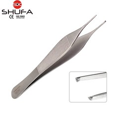 SHUFA 마이크로에디슨핀셋 12cm (팁0.6mm 정밀포셉/아드슨포셉/Micro Adson Forceps), 마이크로에디슨포셉 유구, 1개, 슈파 마이크로에디슨핀셋 유구/SH004-004-12