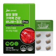 JW중외제약 혈당 혈행 기억력 건강 바나바+징코 Pro, 1개, 30정