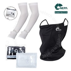 네파 드라이쿨링 자외선차단마스크+손등쿨토시+파우치세트, 1세트, 마스크_블랙/손등쿨토시_화이트+파우치1개