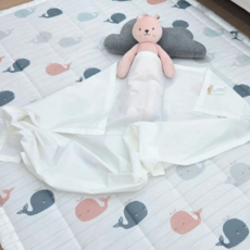 에코 친환경 옥수수솜 항균면100% 알러지케어 진드기 기피 키즈 카페트 겸 패드 싱글 - 고래고래, 1개, 화이트