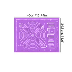60/40cm 실리콘 패드 베이킹 매트 주방 롤링 반죽 피자 대형 비 스틱 메이커 홀더 용, 02 Purple 40x29