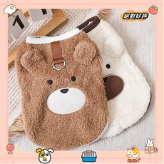 可愛小熊絨馬甲 秋冬保暖衣服 刷毛加厚狗狗衣服 中小型犬 牽引衣 保暖貓衣服 絨絨衣laiwc, 1個, 米白,M