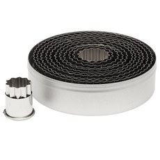 눈금 크기의 아테코 플루티드 엣지 원형 커터 스테인리스 스틸 12개 세트, 3 Fluted Edge, Comma (7 pcs)