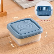 치즈 슬라이스 보관 상자 냉장고 양파 생강 마늘 보존 상자 투명 뚜껑 버터 블록 보관 상자, 파란색, 1개