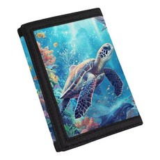 [ 1181085 ] 코지야트 남아 여아용 아동용 소형 지갑 3단 머니 동전 지갑 카드 정리함 바다 거북이 캐주얼