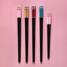 親子合金筷子3雙裝4家用防滑寶寶短小孩分人標志家庭筷一家三口四筷子環保筷防滑筷子耐熱筷子餐具用品, 5人）爸+媽+長粉貓+長黃貓+短粉貓, 1個