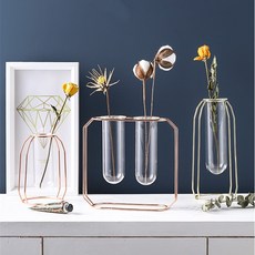 創意懸掛式透明玻璃花瓶 花瓶 花架 花盆 花器 水培花器 裝飾花瓶 擺件花瓶 金屬架, 創意懸掛式透明玻璃花瓶-雙瓶款