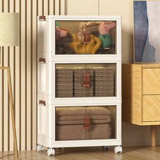 [120L] 메이리앤 특대형 접이식 폴딩 리빙박스 책장 플라스틱 서랍장 수납박스 정리함, 1개, 3단