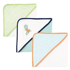 Luvable Friends 남아 여아 아기용 코튼 테리 후드 타월 핑크 원 사이즈, 공룡, 1
