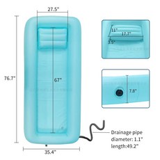 이동식 침상욕조 환자 목욕튜브 어르신 목욕침대 욕탕 와상 튜브 케어 매트, 1개, A. 호수 블루 95x90cm