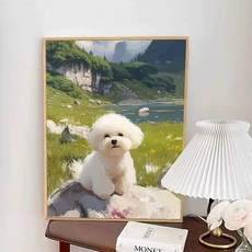 귀여운 강아지 DIY 수채화 페인팅 세트 셀프 피포페인팅 그림 그리기, 50x70cm, qz3339, 1개