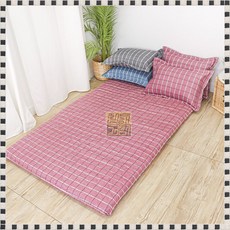 요 매트 세트 접이식 국내산 바닥 요솜 세트 이불 싱글 매트리스 폴리요 손님방 차박 캠핑 폴리 견면, 체크그레이