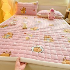 얇은토퍼 미끄럼 방지 겨울 가을 시트 싱글, 1cm, 카피바라 핑크