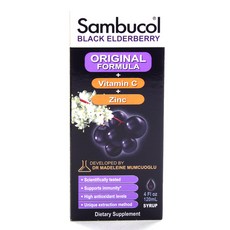 Sambucol 黑接骨木原味維生素 C鋅糖漿, 120ml, 1盒