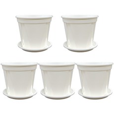 청춘화원 원형 슬릿화분 받침포함, 화이트, 5개