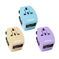 엑스트라 PD 36W 해외 여행용 멀티탭 어댑터 휴대폰 충전기 USB 3.0 + C타입 초고속 PPS 듀얼포트 + CtoC 전용 케이블 미국 유럽 일본 돼지코 MX540 혼카, 1개, 바닐라베이지, 66mm