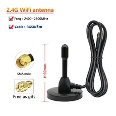 마그네틱 하단 SMA N 수컷이 있는 라우터용 옴니 무선 외부 안테나 순수 구리 2.4G WiFi 에서, 03 SMA male 3m