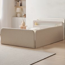 국내제작 인홈 허그미 LED 저상형침대 +유로탑 독립스프링 매트리스 포함, 내추럴 가드형C