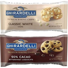 기라델리 프리미엄 베이킹 칩 클래식 화이트, 1개, 화이트 312g + 비터스위트 초콜릿 283g