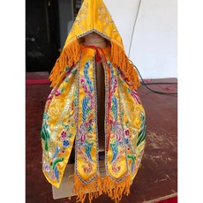 精美平繡加蔥鳳袍（內裡繡鳳）, 黃色,8寸長, 1個
