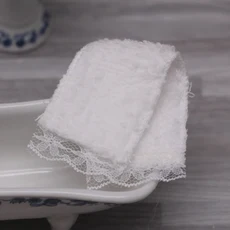 인형 집 미니 시뮬레이션 목욕 볼 타올 작은 천 인형 미니어처 욕실 장면 목욕 꽃 모델 장식 액세서리 5 개, 01 빠른, 07 White Towel 2Pcs