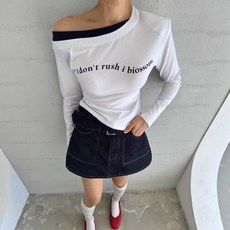 봄 슬림핏 다용도 디자인 배색 긴팔 티셔츠 여성용 이너웨어 상의