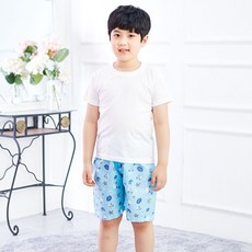 아동용 아쿠아 블루 5부 엠보 파자마