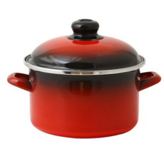 ELO 인덕션 쿡포트 깊은형 법랑 양수냄비, 24cm, RED, 1개