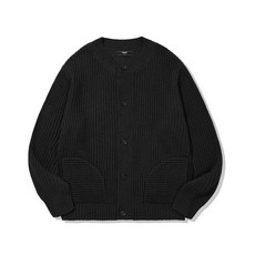 TRILLION 워셔블 버튼 업 크루넥 가디건 니트 (BLACK)