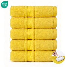 연화삼월 호텔 수건 40수 150g 고급 코튼 타월 10장 흡수력 좋은 먼지없는 두꺼운 수건 오코텍스 인증 470GSM 호텔수건, 5개, 08옐로우